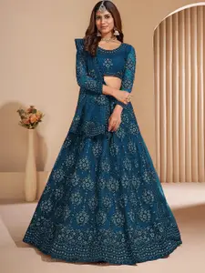 A TO Z CART Embroidered Beads and Stones Semi-Stitched Lehenga & Unstitched Blouse With Dupatta