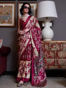 Saree mall Ethnic Motifs Printed Pure Crepe Patola Saree