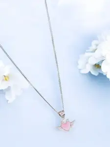 Taraash 925 Sterling Silver-Plated Cubic Zirconia Pendants With Chains