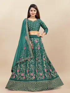 A TO Z CART Embroidered Thread Work Semi-Stitched Lehenga & Unstitched Blouse With Dupatta