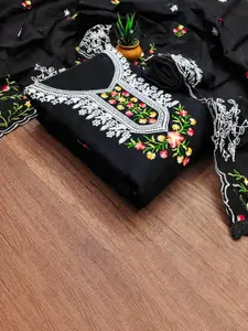 HMP Fashion Floral Embroidered Jacquard Chanderi Unstitched Dress Material