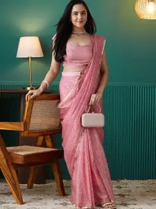 RACHNA Women Polka Dot Beads and Stones Embellished Saree