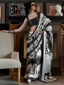 Saree mall Kalamkari Printed Pure Crepe Patola Sarees