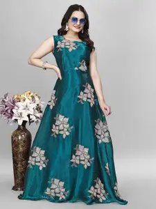 APNISHA Embellished Embroidered Net Fit & Flare Maxi Dress