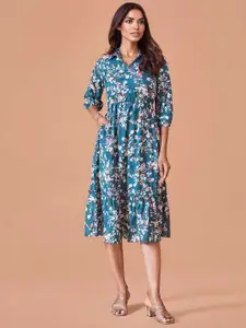 DressBerry Women Floral Print Fit & Flare Midi Dress