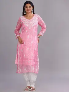 Club Loom Women Chikankari Kota Embroidered Kurta with Inner