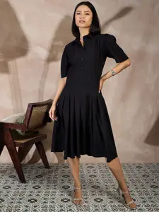 all about you Women Shirt Collar A-Line Knee Length Dress