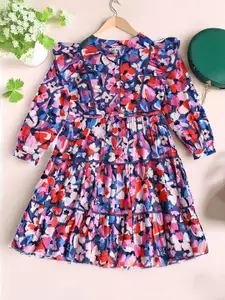 Bella Moda Girls V-Neck Puff Sleeves Fit and Flare Dress