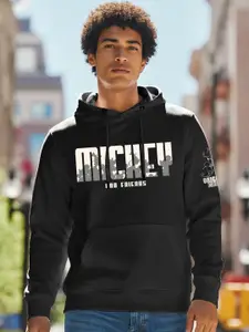 Bewakoof Men Official Disney Merchandise Mickey Mouse Men's Black Graphic Printed Hoodies