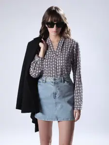 Vero Moda Women V-Neck Cuffed Sleeve Top