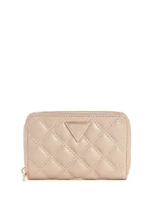 GUESS Women Textured PU Quilted Giully Medium Zip Around Wallet