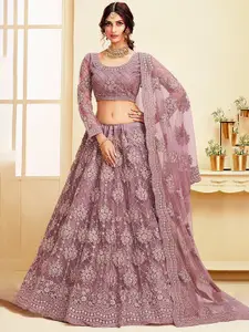 A TO Z CART Embroidered Beads and Stones Semi-Stitched Lehenga & Unstitched Blouse With Dupatta