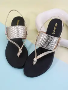 DressBerry Women Textured T - Straps Flats