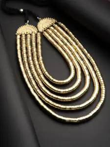 Moedbuille Gold-Plated Layered Antique Tribal Design Oxidised Necklace