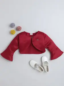 The Magic Wand Girls Long Sleeves Crop Button Shrug