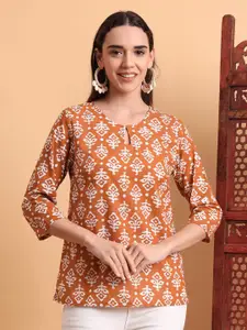 Anouk Rustic Ethnic Motifs Printed Pure Cotton Short Kurti