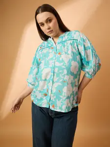 all about you Plus Size Floral Printed Shirt Style Top