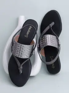 DressBerry Women Textured T- Straps Flats