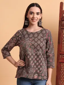 Anouk Rustic Women Ethnic Motif Printed Pure Cotton Short Kurti