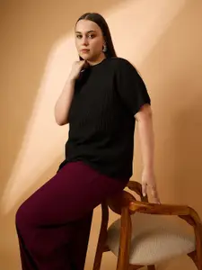 all about you Women Plus-Size Striped Round Neck Top