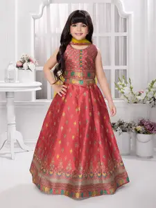 Tiny Kingdom Girls Embroidered Ready to Wear Lehenga & Blouse With Dupatta