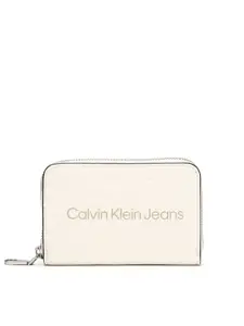 Calvin Klein Women Typography Printed PU Zip Around Wallet