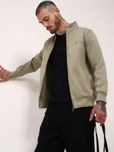 SHOWOFF Men Mock Collar Front-Open Sweatshirt