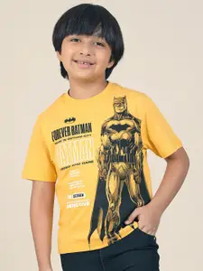 Kids Ville Boys Batman Typography Printed Round Neck Cotton T-shirt
