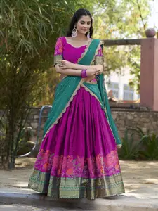 LOOKNBOOK ART Embroidered Thread Work Ready to Wear Lehenga & Unstitched Blouse With Dupatta