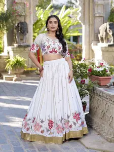 LOOKNBOOK ART Printed Ready to Wear Lehenga & Unstitched Blouse With Dupatta