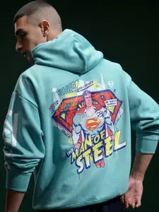 HIGHLANDER Warner Bros Super Man Men Drop Shoulder Oversized Hoodie Sweatshirt