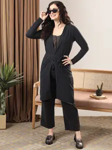 Kotty Shawl Collar Longline Tie-Up Shrug