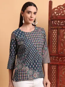 Anouk Rustic Women Floral Printed Pure Cotton Short Kurti