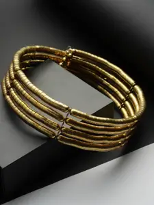 Moedbuille Gold-Plated Layered Antique Tribal Design Oxidised Choker Necklace
