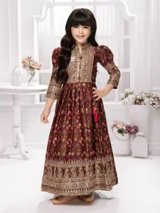 Tiny Kingdom Girls Floral Printed Maxi Dress