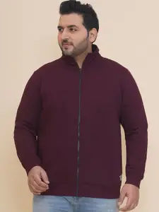 John Pride Men Plus Size Men Mock Collar Cotton Front-Open Sweatshirt