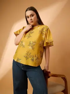 all about you Women Floral Print Puff Sleeve Top Plus-Size