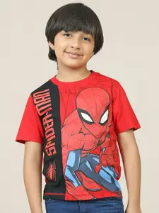 Kids Ville Boys Spider-Man Typography Printed Round Neck Cotton T-shirt