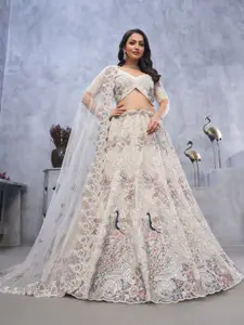 ODETTE Embellished Sequinned Semi-Stitched Lehenga & Unstitched Blouse With Dupatta