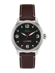 Lacoste Men Lisbon Patterned Dial Leather Analogue Watch 2011398