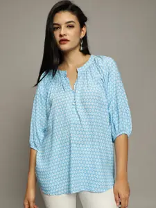 The Roadster Lifestyle Co. Women Printed Three Quarter Sleeves Casual Top