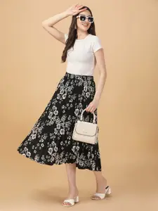 ZWERLON Women Printed Midi Flared Skirt