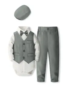 StyleCast x Revolte Boys Pure Cotton Shirt With Trouser & Waistcoat