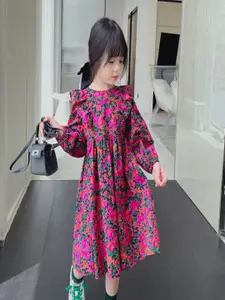 StyleCast x Revolte Girls Floral Printed A-Line Midi Dress