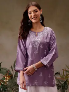 ADA Women Ethnic Motifs Embroidered Chikankari Chikankari Kurti