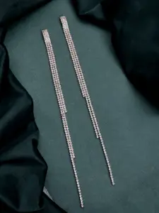 Voylla Timeless Sparkle Rose-Gold Plated Brass Rhinestone Quirky Drop Earrings