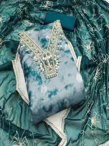 KIMISHA Abstract Printed Beads And Stones Organza Unstitched Dress Material