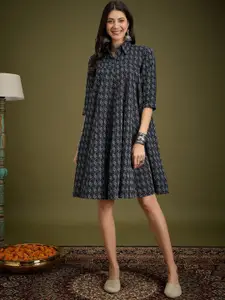 InWeave Women Printed Cotton A-Line Dress