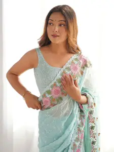 Anouk Embroidered Sequinned Pure Georgette Saree