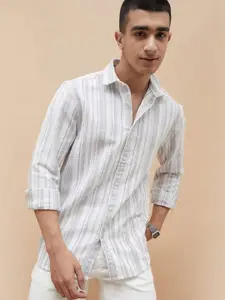 Fame Forever by Lifestyle Men Spread Collar Vertical Striped Cotton Casual Shirt